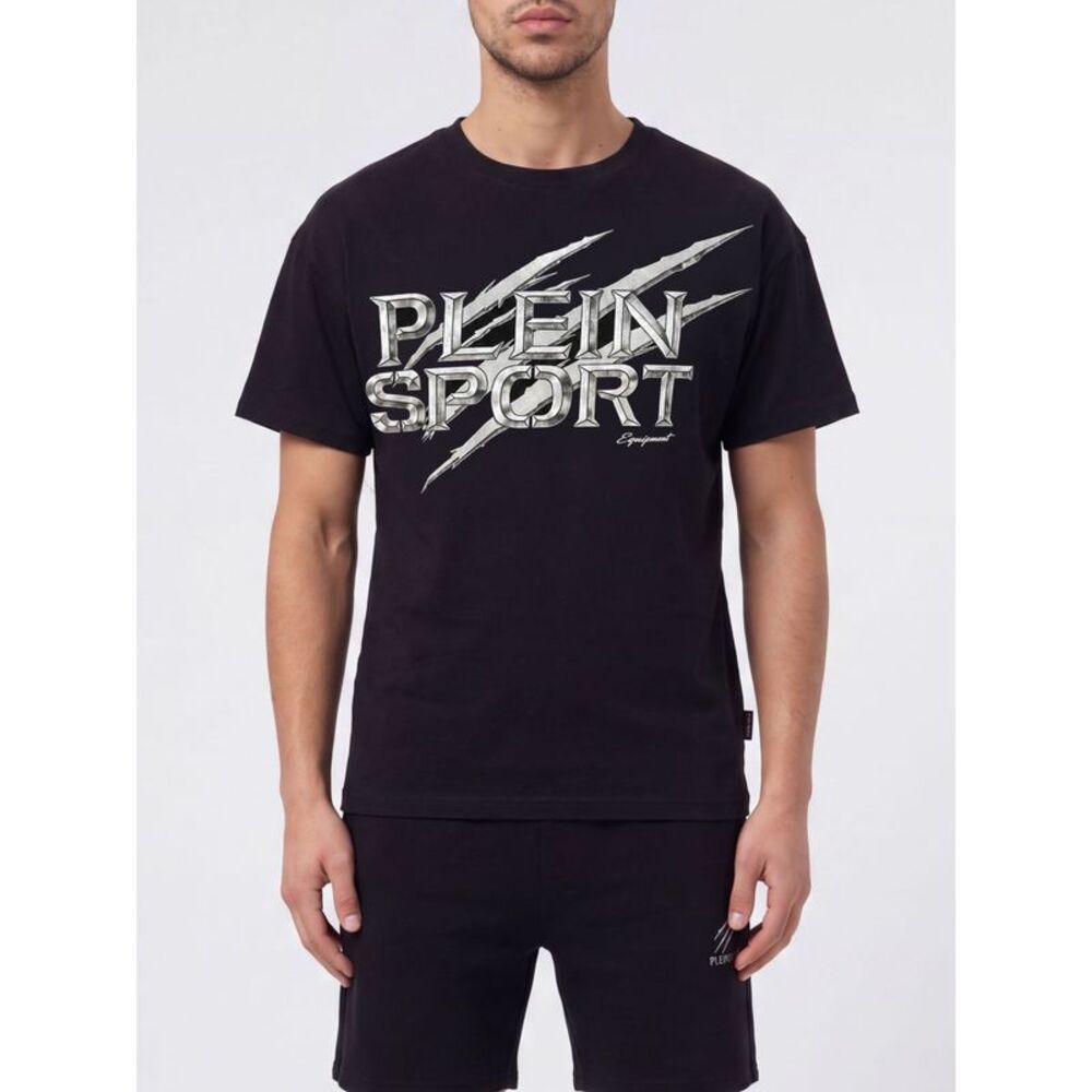 Plein Sport Men Plein Sport Cotton Jersey T-Shirt With Contrasting Logo Print